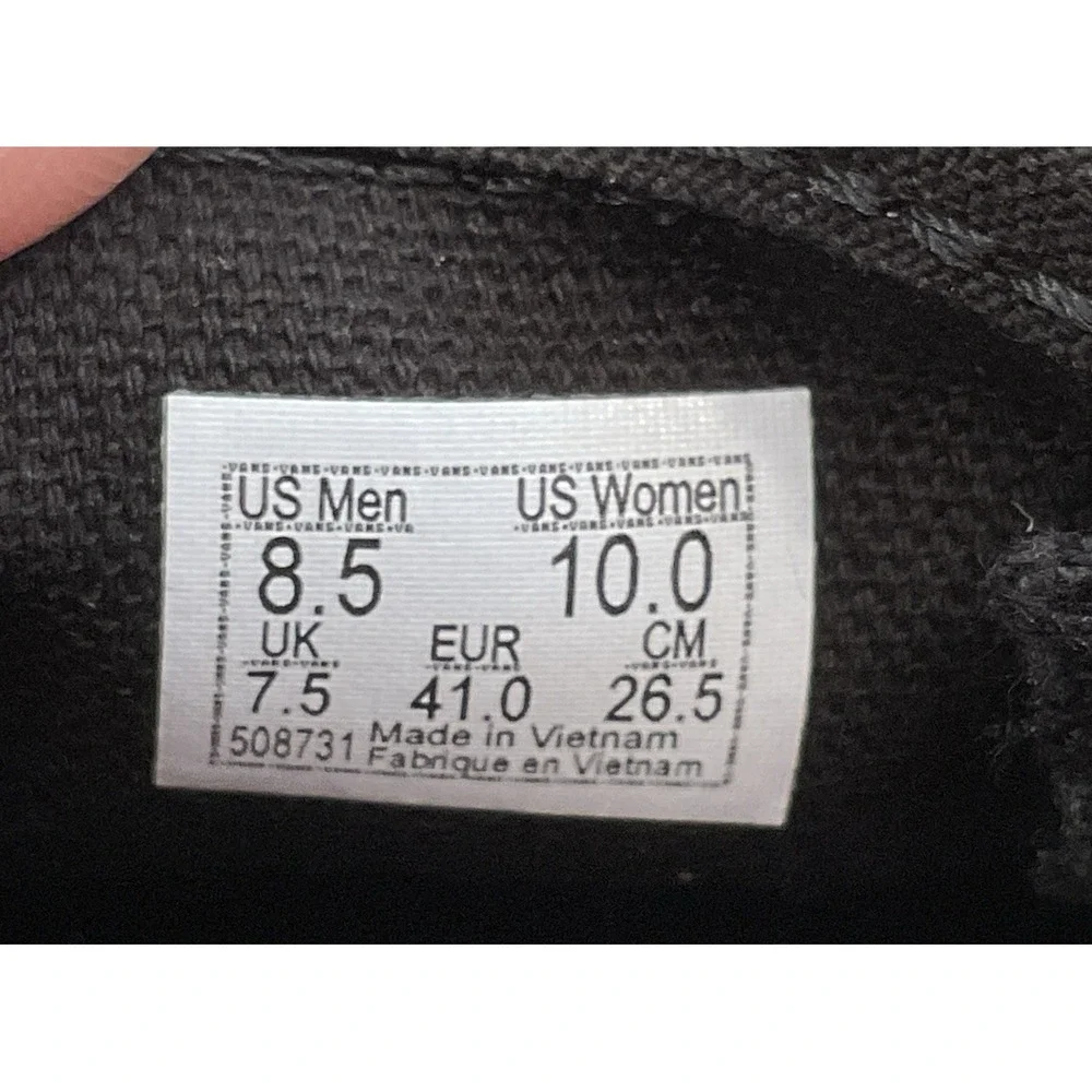 VANS Slip On Love You To Death Black Silver Canvas Shoes Womens Size 10 Mens 8.5